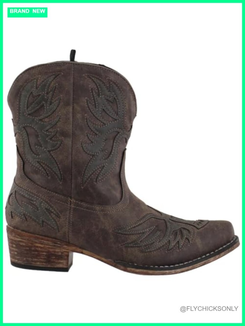 Faux Leather Snip Toe Western Booties Pull On Cushioned